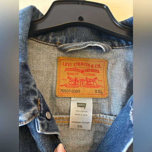Levi’s Vintage 90s Blue Denim Trucker Jacket Oversized | Size XXL Fits XL - Picture 2 of 7